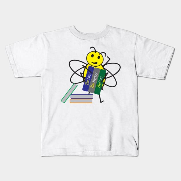 Cute Honey Bee holding books with inspirational quotes Kids T-Shirt by sigdesign